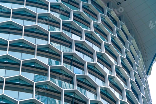 Preview: Office buildings windows. Glass architecture facade design with reflection