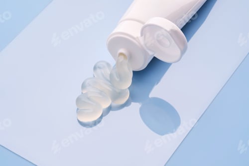 Preview: Gel toothpaste in a tube on a blue background.