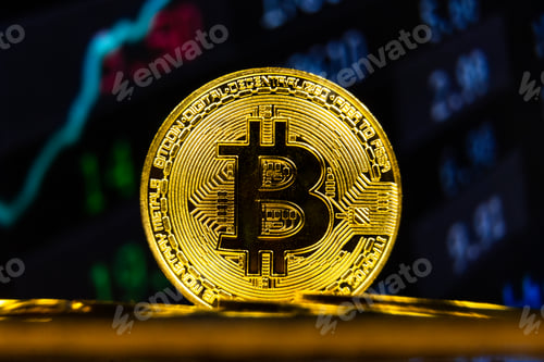 Preview: Bitcoin BTC with stock market statistics chart background
