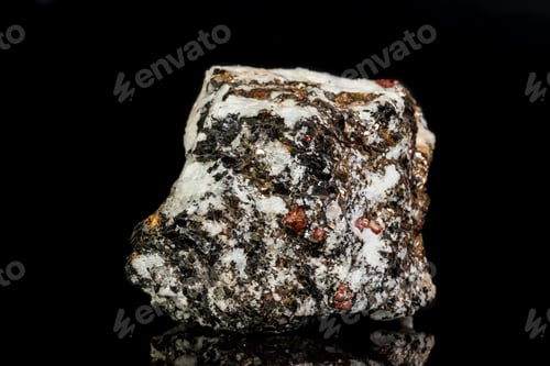 Preview: Macro Zircon mineral stone on a black background