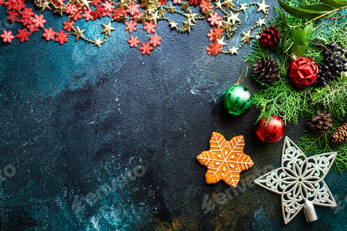 Preview: Gingerbread Cookie Biscuit And Coffee On The Table Festive Christmas Holiday Party New Year Meal