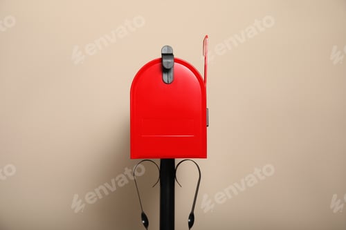 Preview: Closed red letter box against beige background