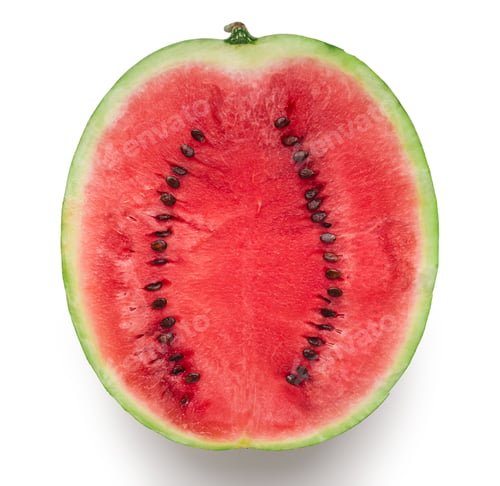 Preview: Half of fresh red ripe watermelon on white