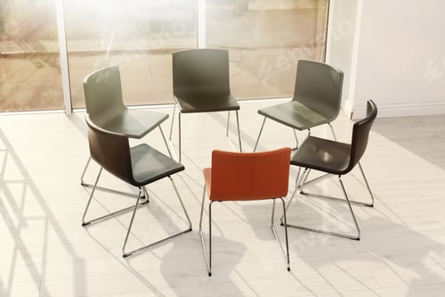 Preview: Chairs prepared for group therapy session in office. Meeting room interior