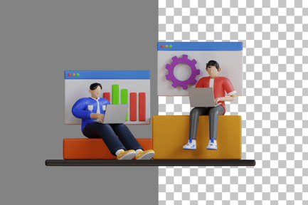 Preview: Business Team Working Remotely 3D Illustration
