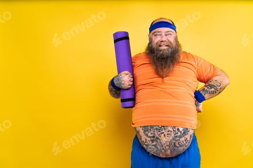 Preview: Fat man doing sport