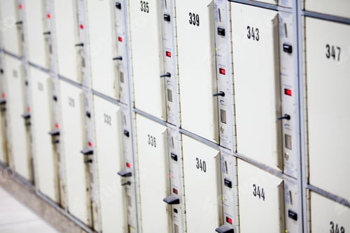 Preview: Lockers cabinets in a locker room. lockers at a railway station