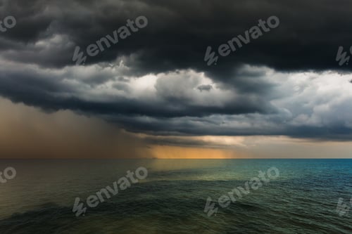 Preview: thunder storm sky Rain over the sea