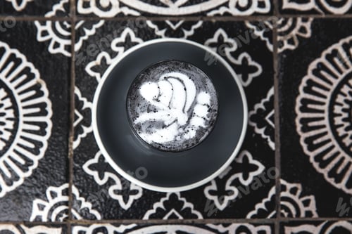 Preview: Charcoal latte on art floor as background.