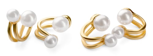Preview: Collage with golden earrings isolated on white