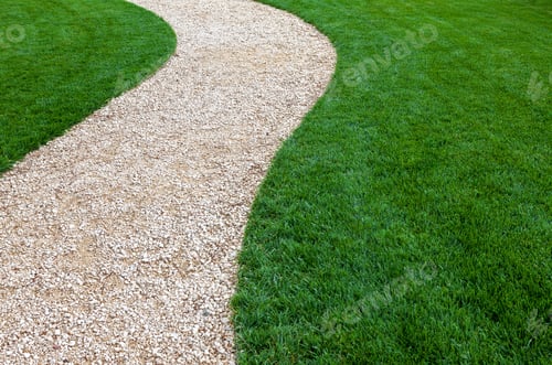 Preview: Garden path and green lawn