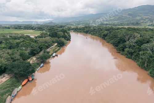 Preview: Aerial view of the Mayo river in the Amazon jungle of Peru