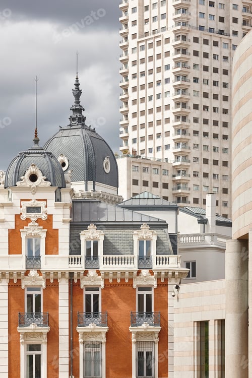 Preview: Classic buildings in Madrid city center. Spanish tourist destination