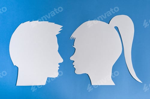 Vista previa: couple man and woman look at each other. concept