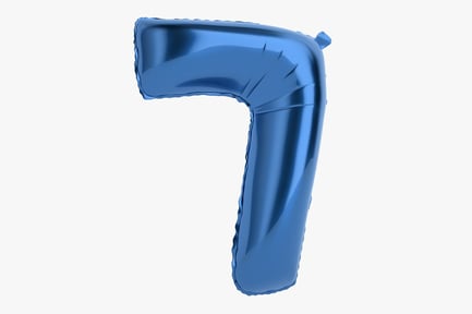 Preview: Shiny Blue Foil Balloon Number Seven