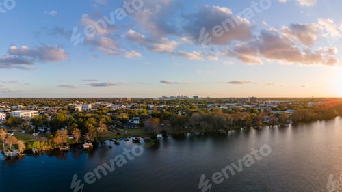 Preview: Aerial view of Orlando during sunset