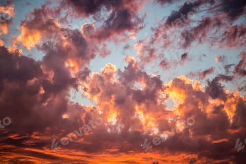 Preview: Light blue orange yellow clouds