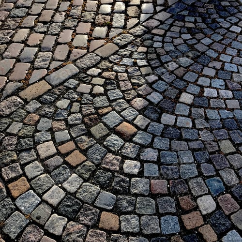 Preview: Cobblestoned pavement with curved and straight lines