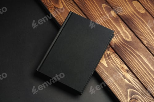 Preview: Blank notepad on a brown wooden surface