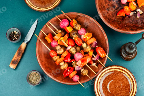 Preview: Tasty vegetables skewers.