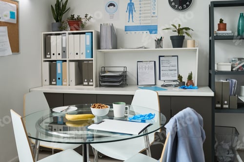 Preview: Office Break Room with Health Poster and Supplies