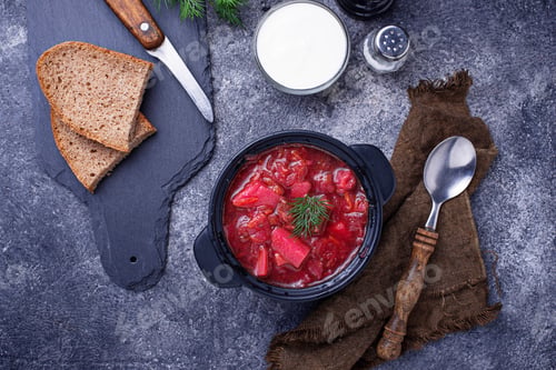 Preview: Traditional Ukrainian beetroot soup borsch
