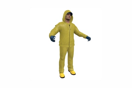 Preview: Figure man in yellow hoodie and sweatpants with extended arms