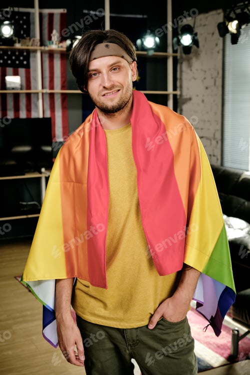 Preview: Young Man Wrapped in Ppride Flag