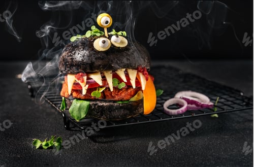 Preview: Monster burger with black bun