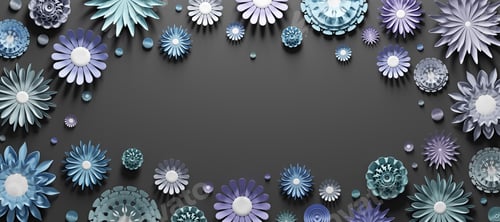 Preview: Paper flowers on black background with empty space