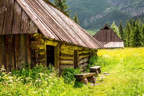 Preview: Old wooden cottages in Tatras Mountains, Poland
