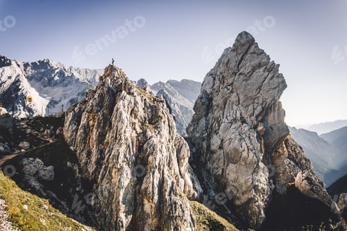 Preview: Border between austria and germany in the alps on the way to Zugspitzeps