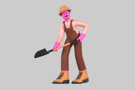 Preview: Cartoon farmer with shovel