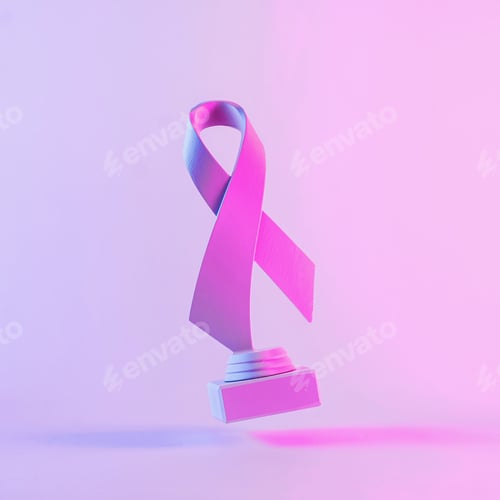 Preview: Purple ribbon and cancer awareness symbol floating