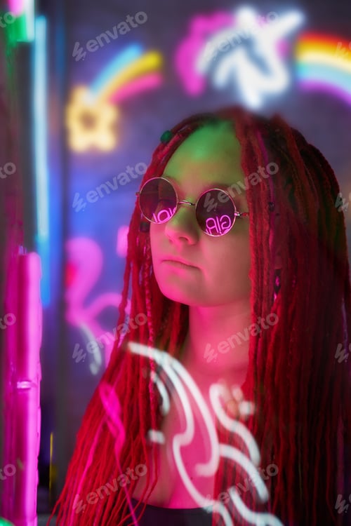 Preview: Woman in neon lights