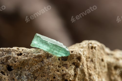 Preview: Raw Blue Tourmaline Crystal on Rough Stone