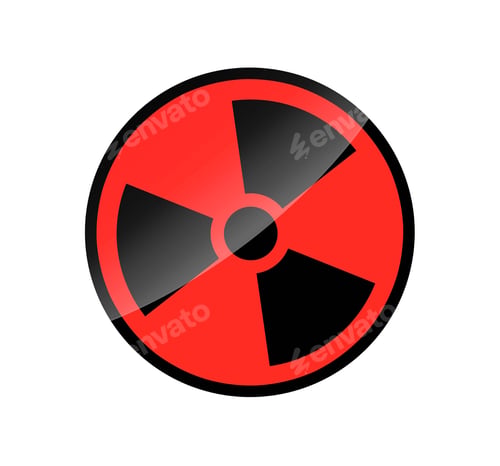 Preview: Radioactive round sign isolated on white