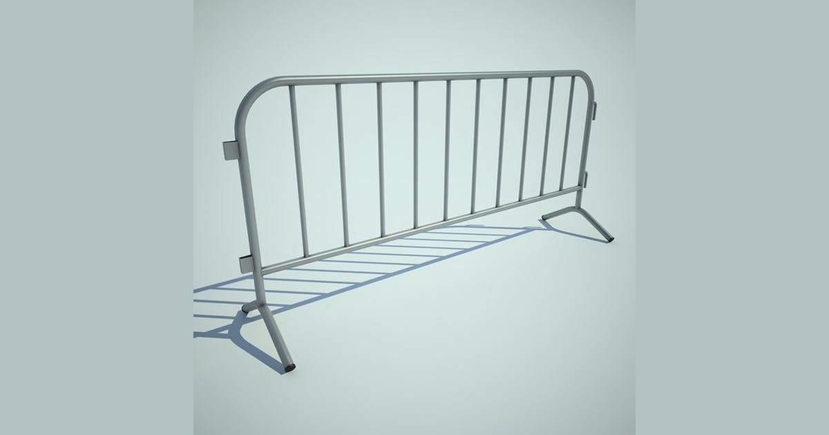 Metal barricade with grid pattern 3D, Incl. fence & kitbash - Envato