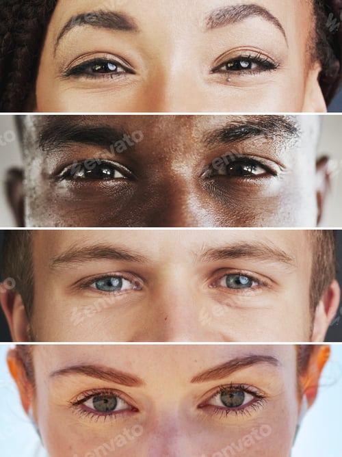 Preview: See the beauty in diversity. Composite image of an assortment of peoples eyes.