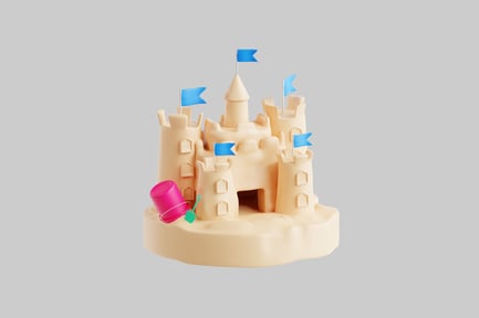 Preview: Compact Sand Castle with Triumphant Flag