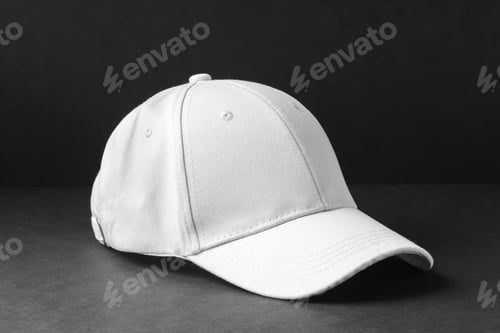 Preview: White Baseball Cap on Black Background