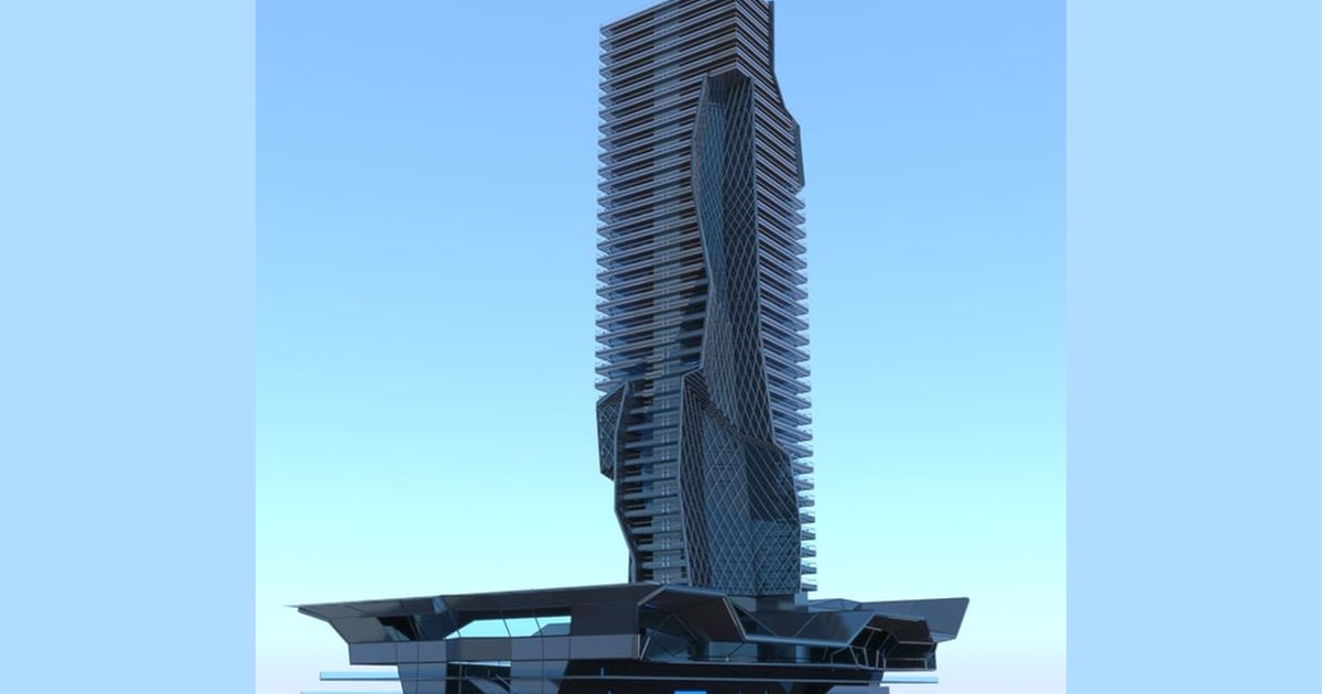 Futuristic Skyscraper: Modern High-Rise Architecture 3D, Incl. building ...