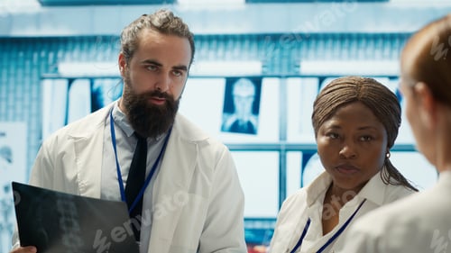 Preview: Doctors team working in a medical treatment center to find diagnosis
