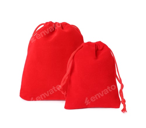 Preview: Two red burlap sacks isolated on white