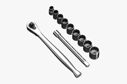 Aperçu: Ensemble de clés à douille : cliquet, rallonge et douilles