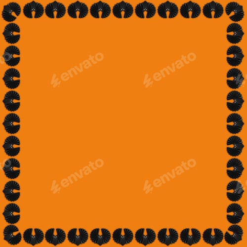 Preview: Black bats on an orange background Halloween frame design resource