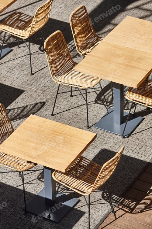 Preview: Outdoor restaurant cafe bar. Tables and chairs detail in perspective