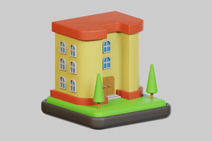 Preview: Cartoon-style building with vibrant colors