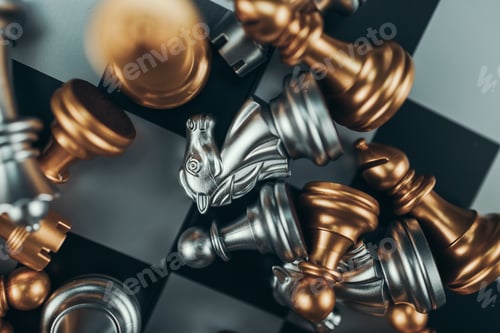 Preview: chess piece on chess board game for ideas, challenge, leadership, strategy, business, success