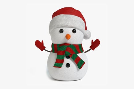 Preview: Festive Snowman with Scarf and Santa Hat